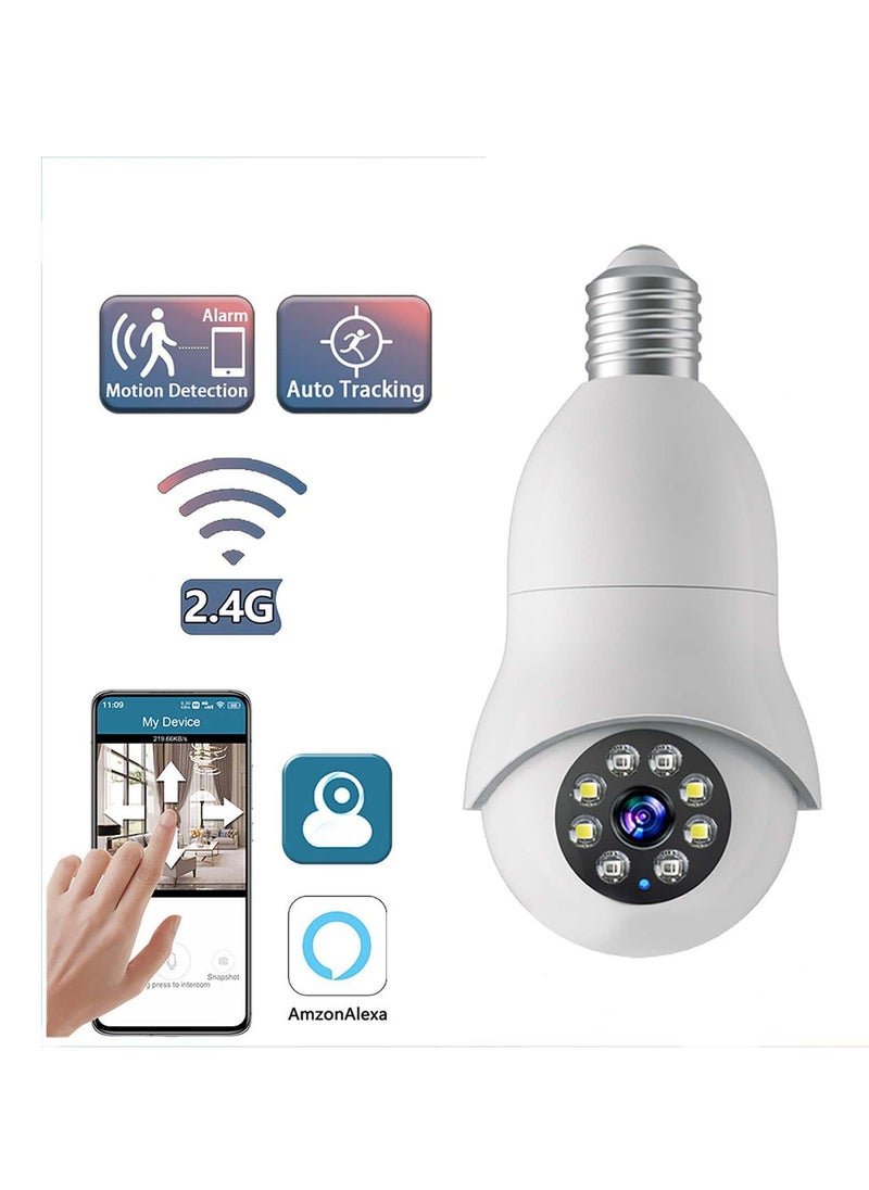 SYOSI Light Bulb Security Camera WiFi Home Video Cameras with E27 Socket 1080P 2MP 360°Panoramic Camera 2.4GHz Home WiFi Camera with Color Night Vision for Indoor Outdoor