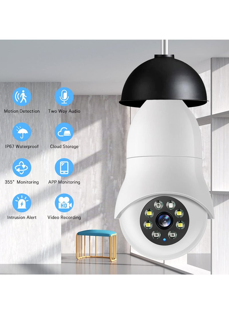 SYOSI Light Bulb Security Camera WiFi Home Video Cameras with E27 Socket 1080P 2MP 360°Panoramic Camera 2.4GHz Home WiFi Camera with Color Night Vision for Indoor Outdoor