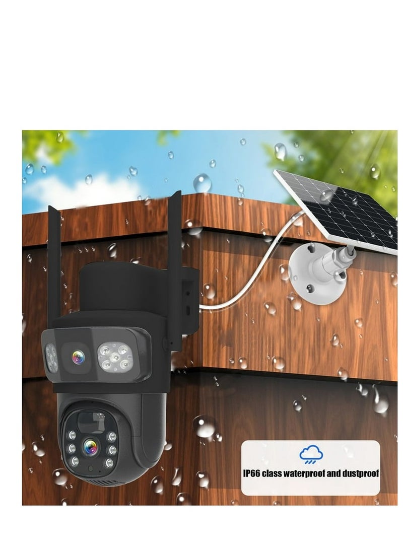 4G LTE Solar dual lens Battery Outdoor PTZ Camera, Humanoid Tracking, Two-way Voice, Built-in Battery, Full Colour Night Vision, Waterproof, Mobile Phone Control, 360° Monitoring