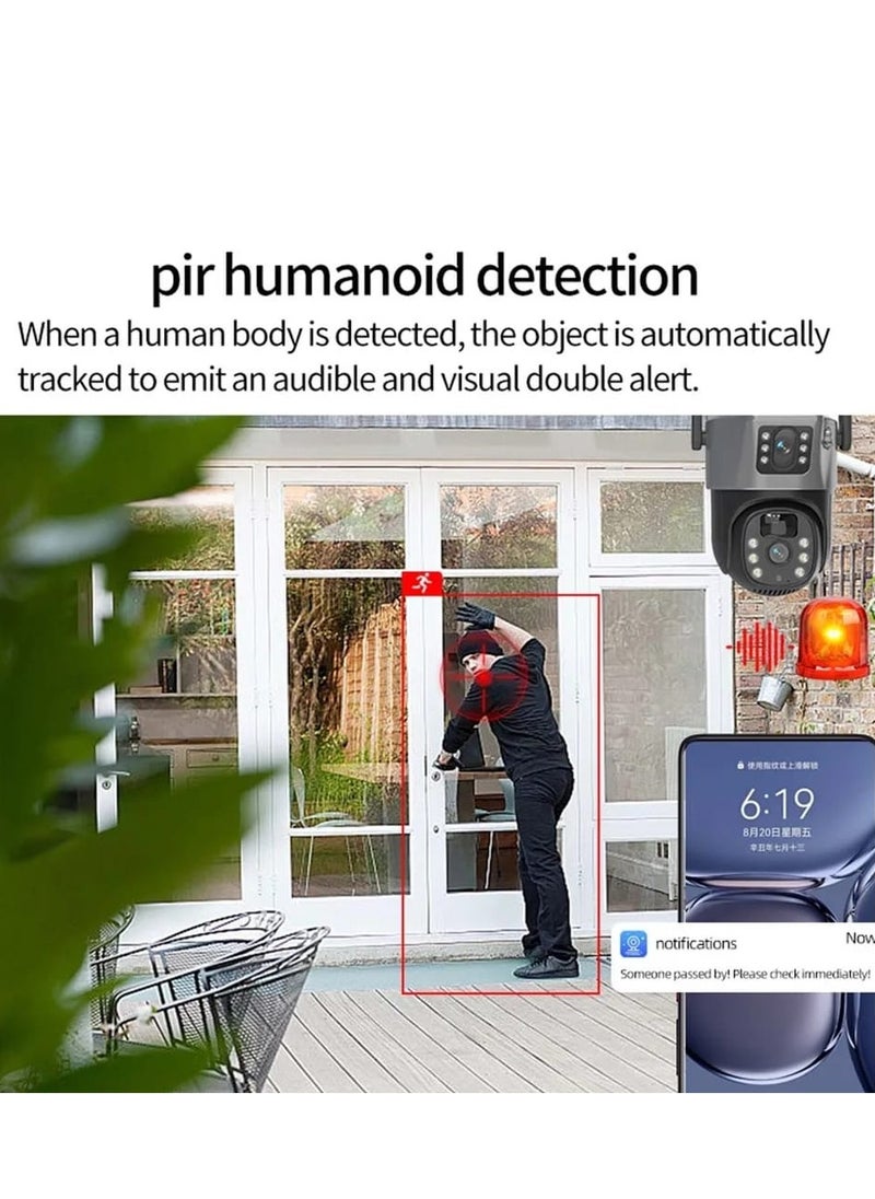 SOLAR WIFI DUAL LENS 4K 8MP CLARITY, COLOR AT NIGHT, AUTOTRACKING, 2 WAY AUDIO, 360 ROTATION, APP CONTROL
