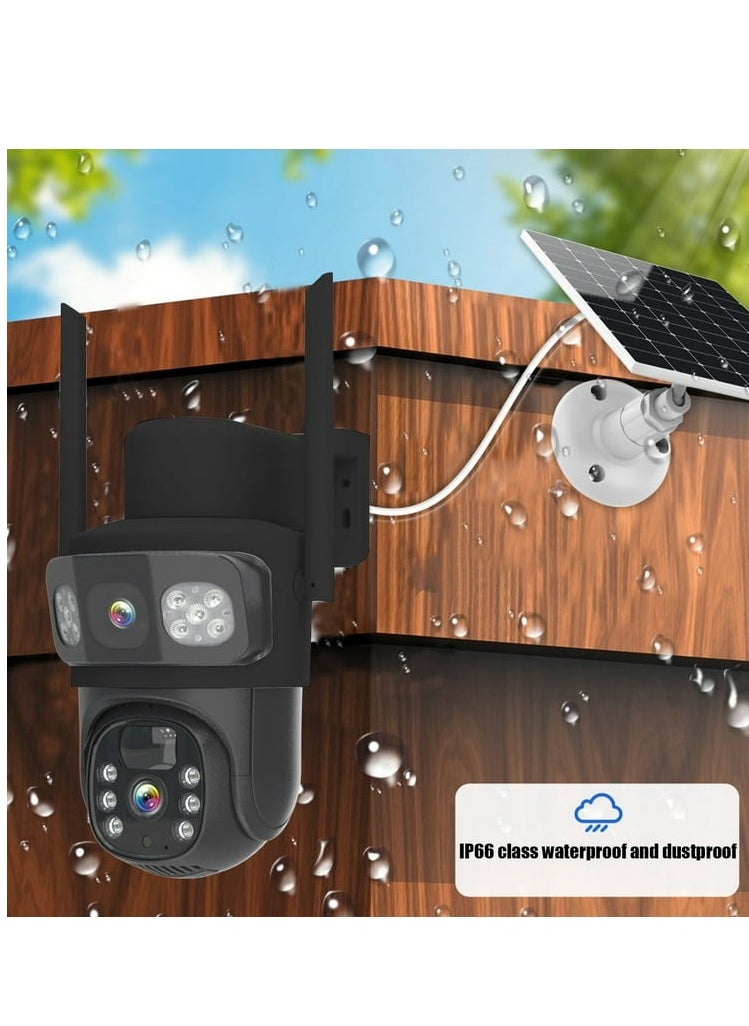 SOLAR WIFI DUAL LENS 4K 8MP CLARITY, COLOR AT NIGHT, AUTOTRACKING, 2 WAY AUDIO, 360 ROTATION, APP CONTROL