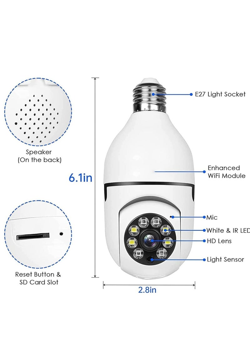 (7-Pack) WiFi Light Bulb Cameras – 360° Wireless Outdoor Security Cameras with 1080P Color Night Vision & Motion Detection