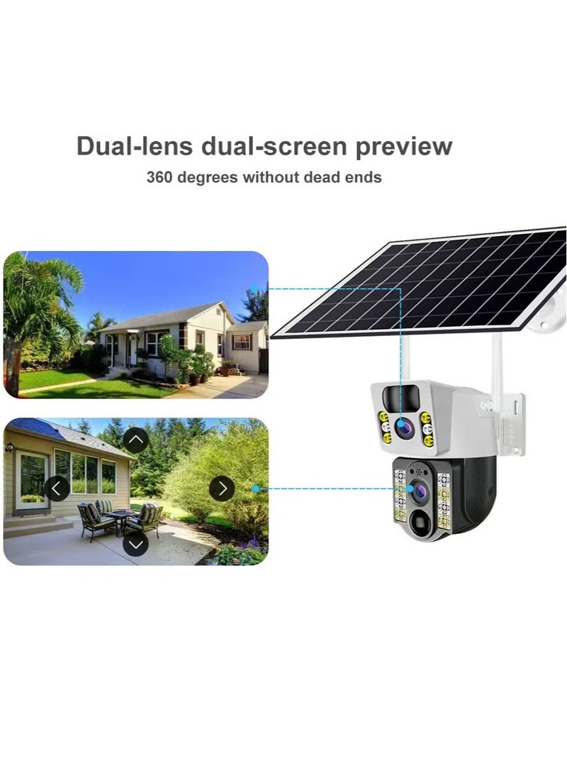 Smart Solar Security Camera – 8MP Dual Lens Outdoor Surveillance with Solar Charging & Motion Detection