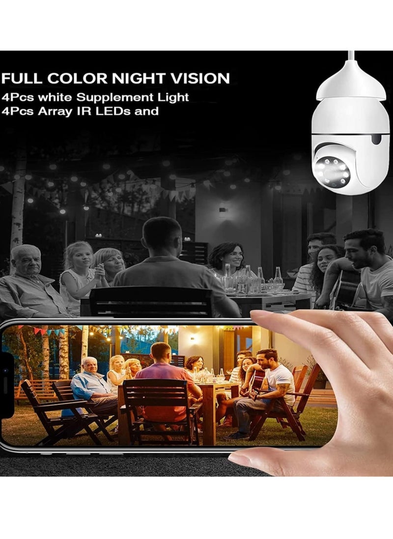 (5-Pack) WiFi Light Bulb Cameras – 360° Wireless Outdoor Security Cameras with 1080P Color Night Vision & Motion Detection