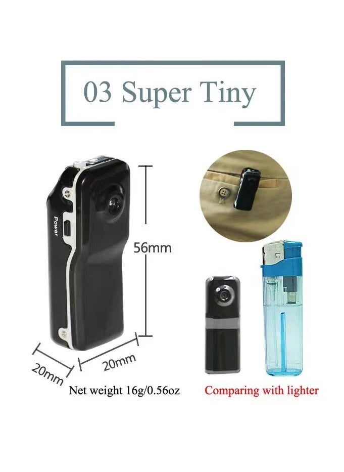 HD Mini DV Camera, Body Camcorder Mount, Portable Video Record, Nanny Security Cam, Small Sports Car DVR Webcam, For Home and Office