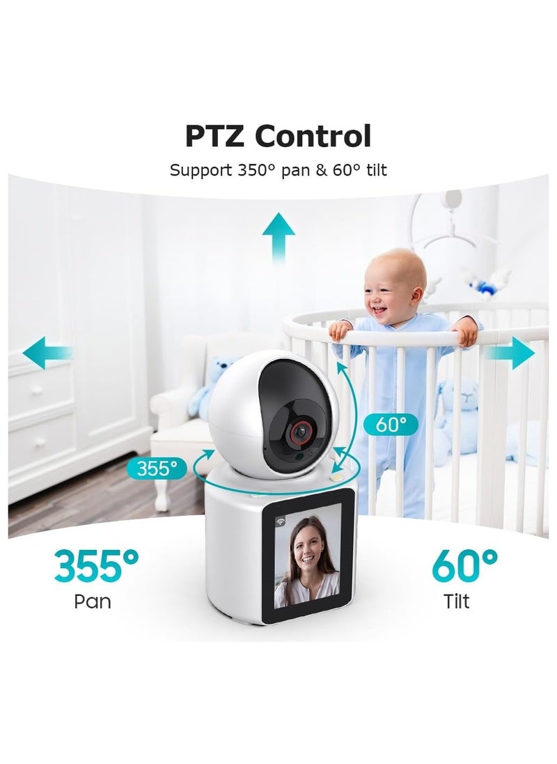 Security Camera for Home,Pet Dog Camera with Monitor 1080P Indoor Baby/Elder/Nanny Camera with Phone App,360°Smart 2.8-inch Screen,1080P HD Video