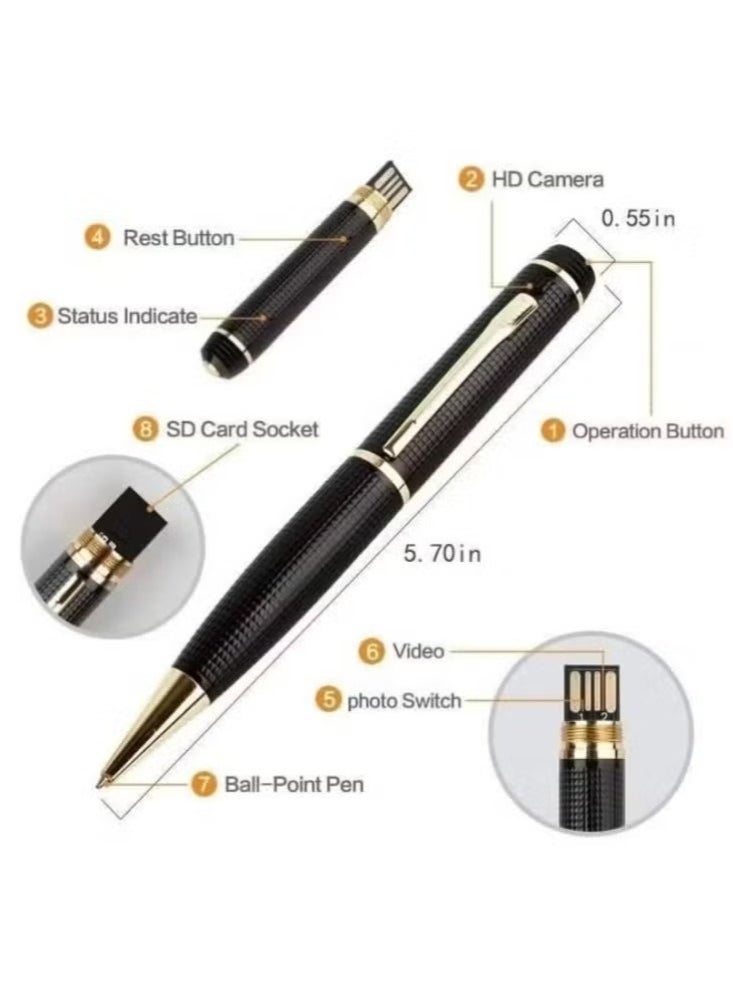 Upgraded Golden HD Pen Camera With 1080p HD Video And Audio Recording