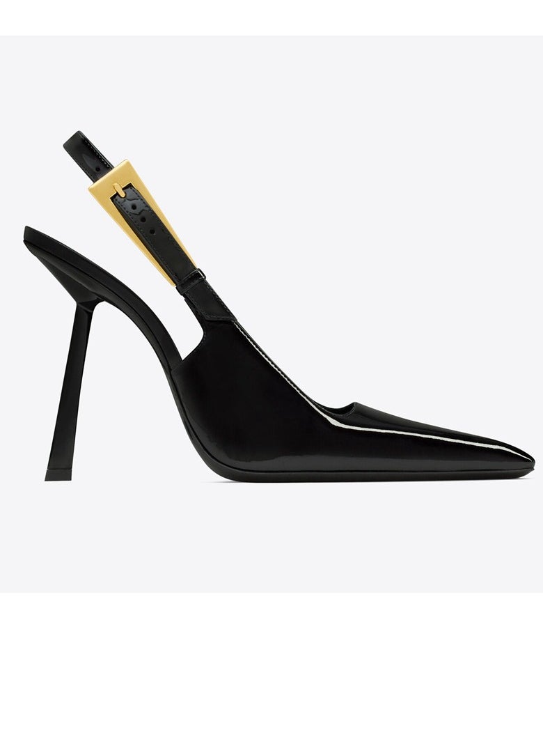 Women's Closed Pointed Toe High Heels With Adjustable Ankle Strap Stiletto Pumps Black 9 CM