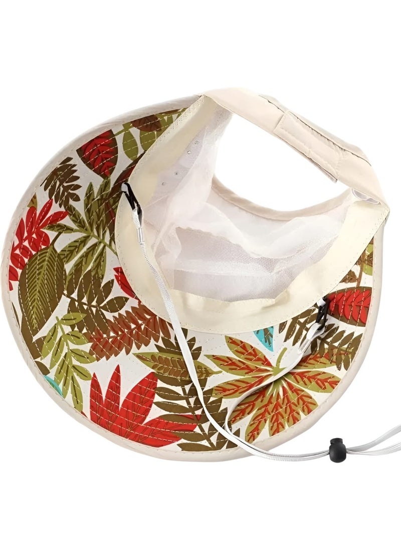 Women's Floral Patterned Summer Visor Hat