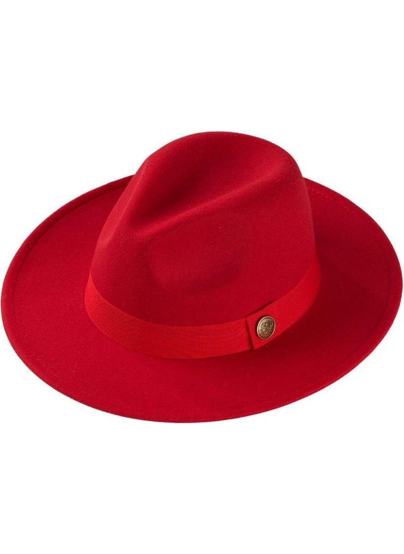 Imported Red Fedora Hat Hard Cowboy Panama Hat - Adjustable