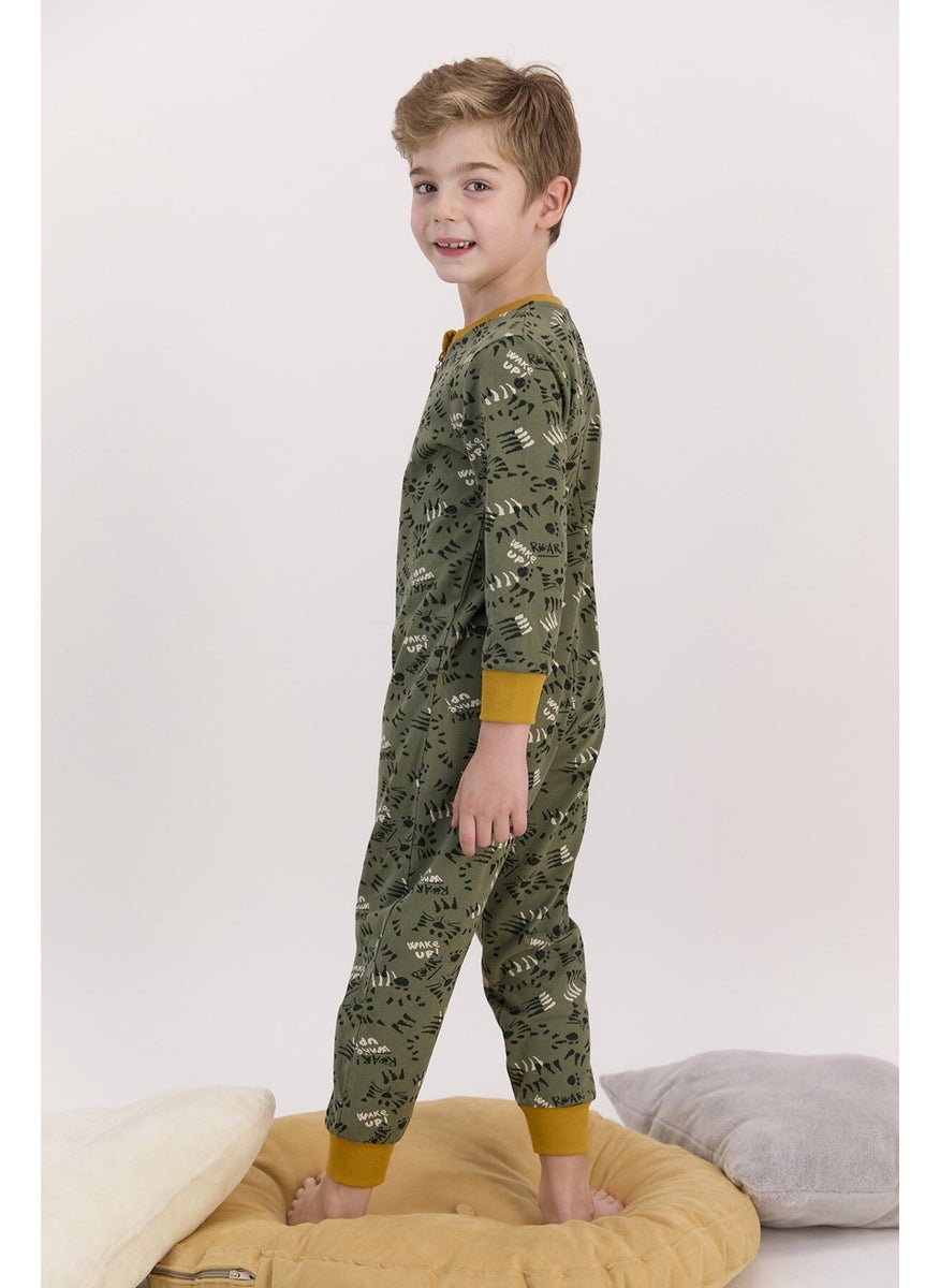 Khaki Boy Zippered Overalls