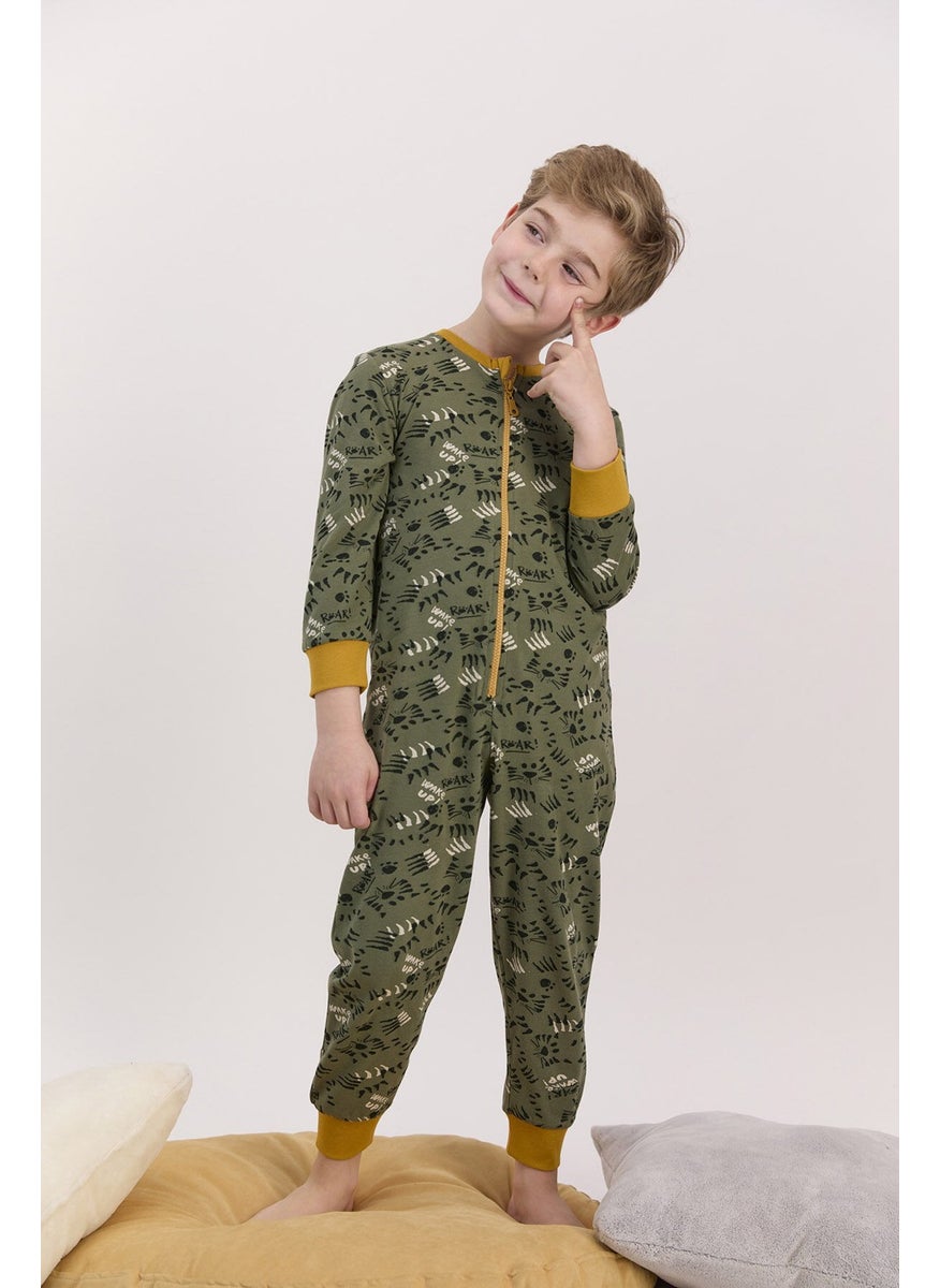 Khaki Boy Zippered Overalls