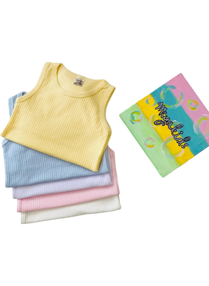 Colorful Baby Snap Body Underwear Undershirt Bodysuit 5 Piece Set Cotton Ribbed Texture Soft Texture Newborn