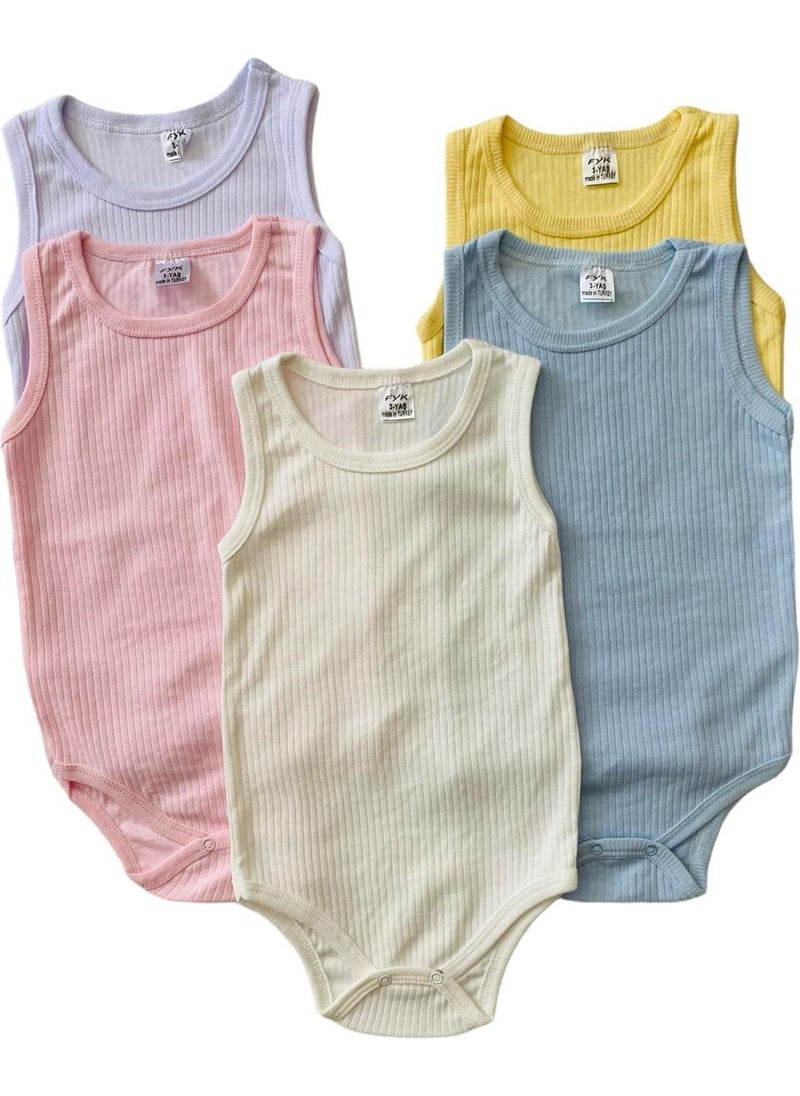 Colorful Baby Snap Body Underwear Undershirt Bodysuit 5 Piece Set Cotton Ribbed Texture Soft Texture Newborn