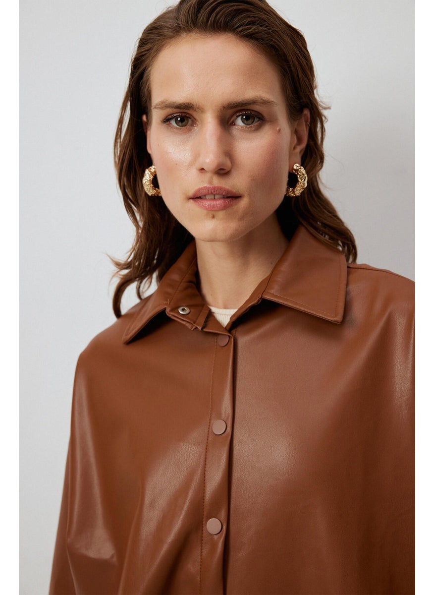 Leather Shirt with Snaps