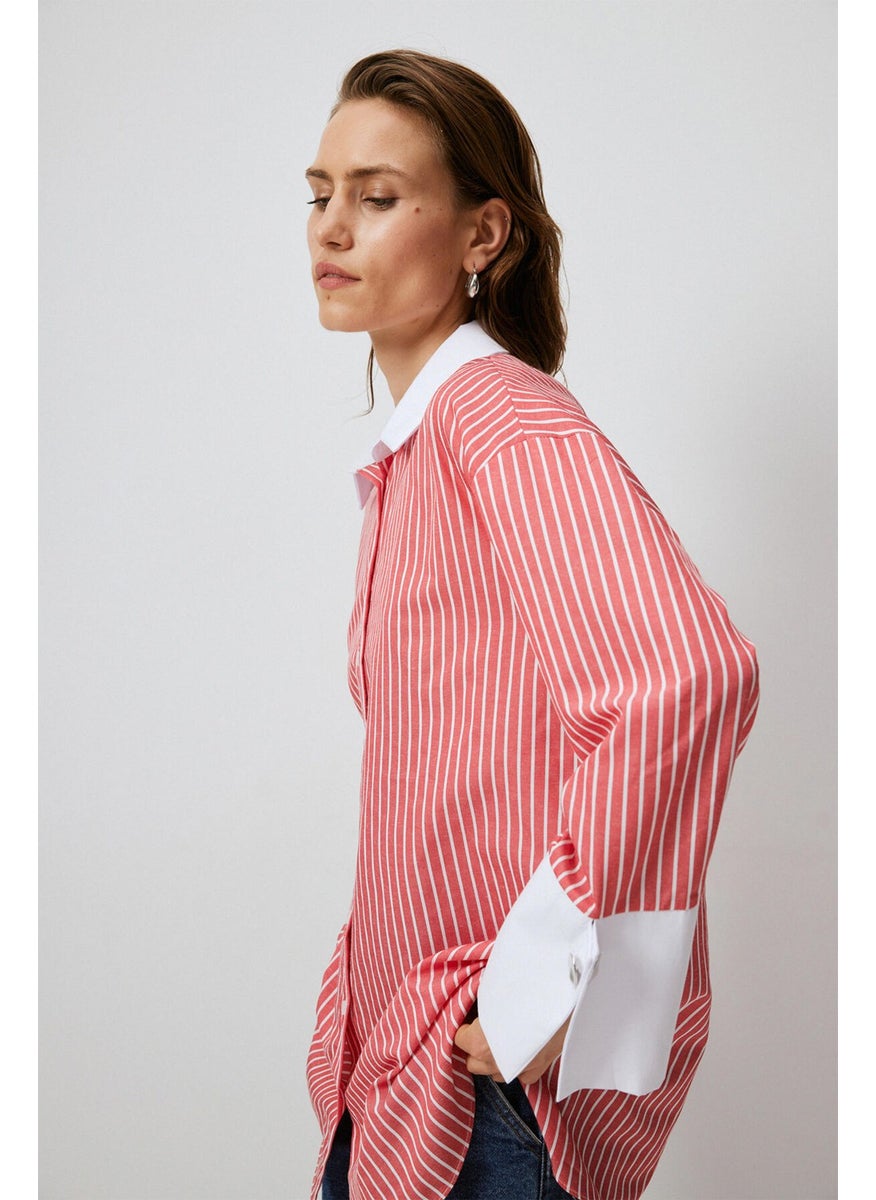 Wide Cuff Striped Shirt