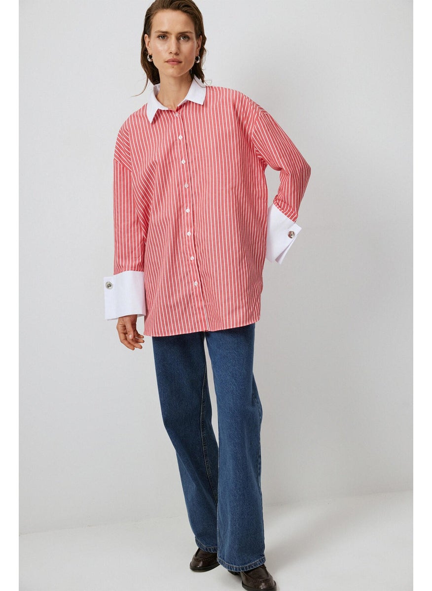 Wide Cuff Striped Shirt