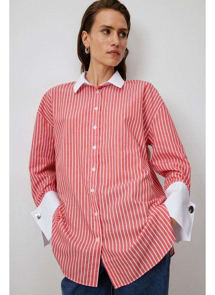 Wide Cuff Striped Shirt