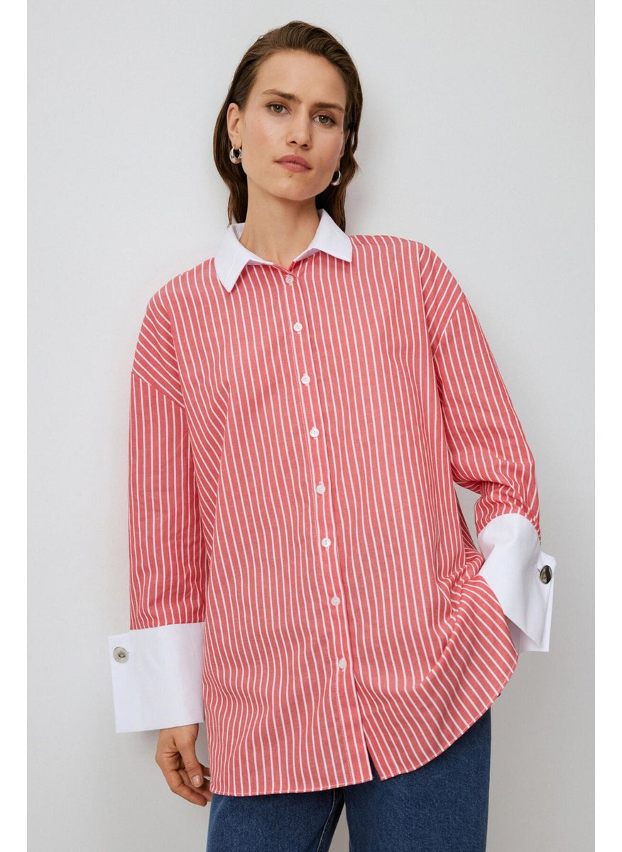 Wide Cuff Striped Shirt