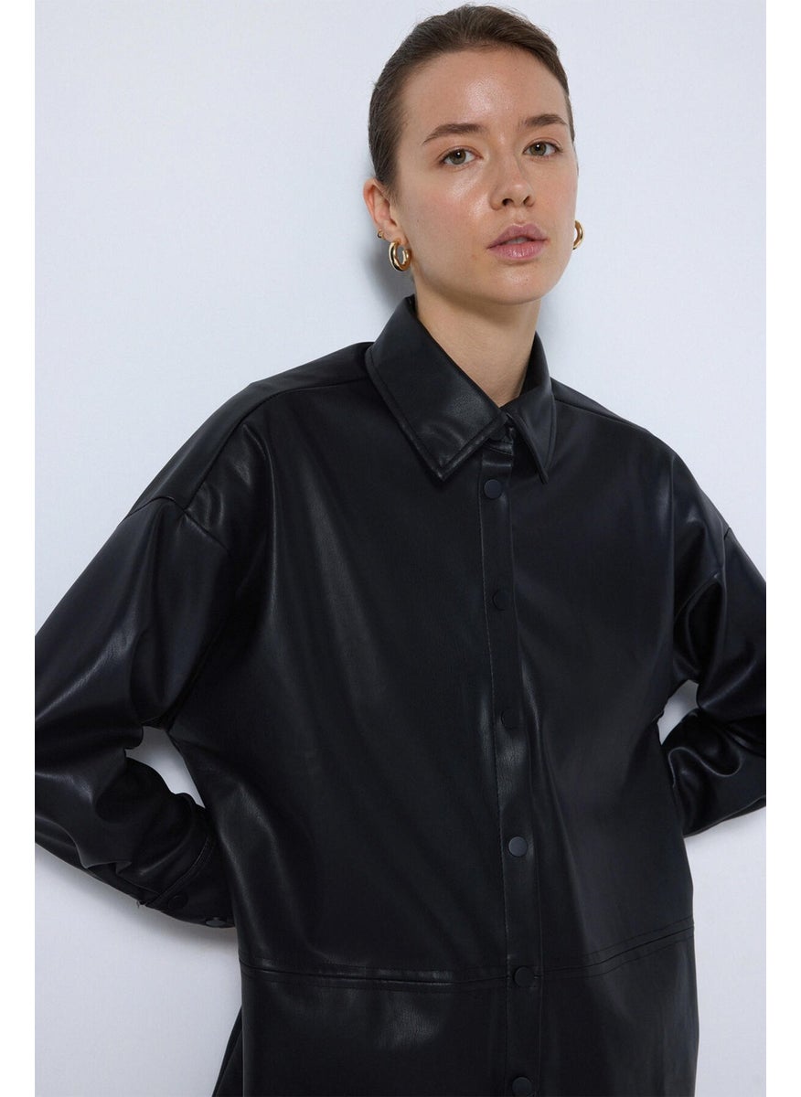 Leather Shirt with Snaps