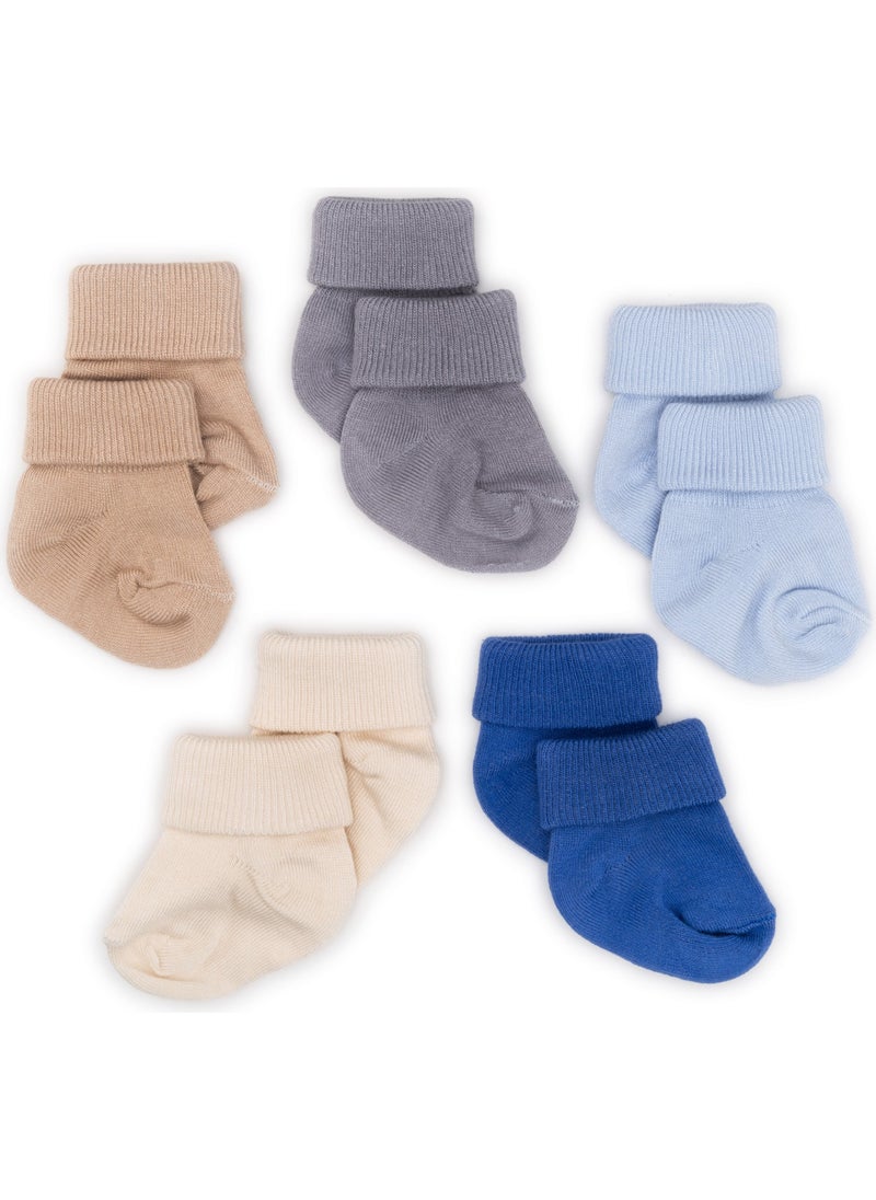 5-Piece Bamboo Newborn Baby Socks I Winter Boy I 0-6 Months