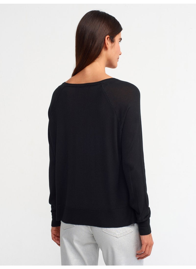 10536 Crew Neck Basic Fine Knitwear Sweater-Black