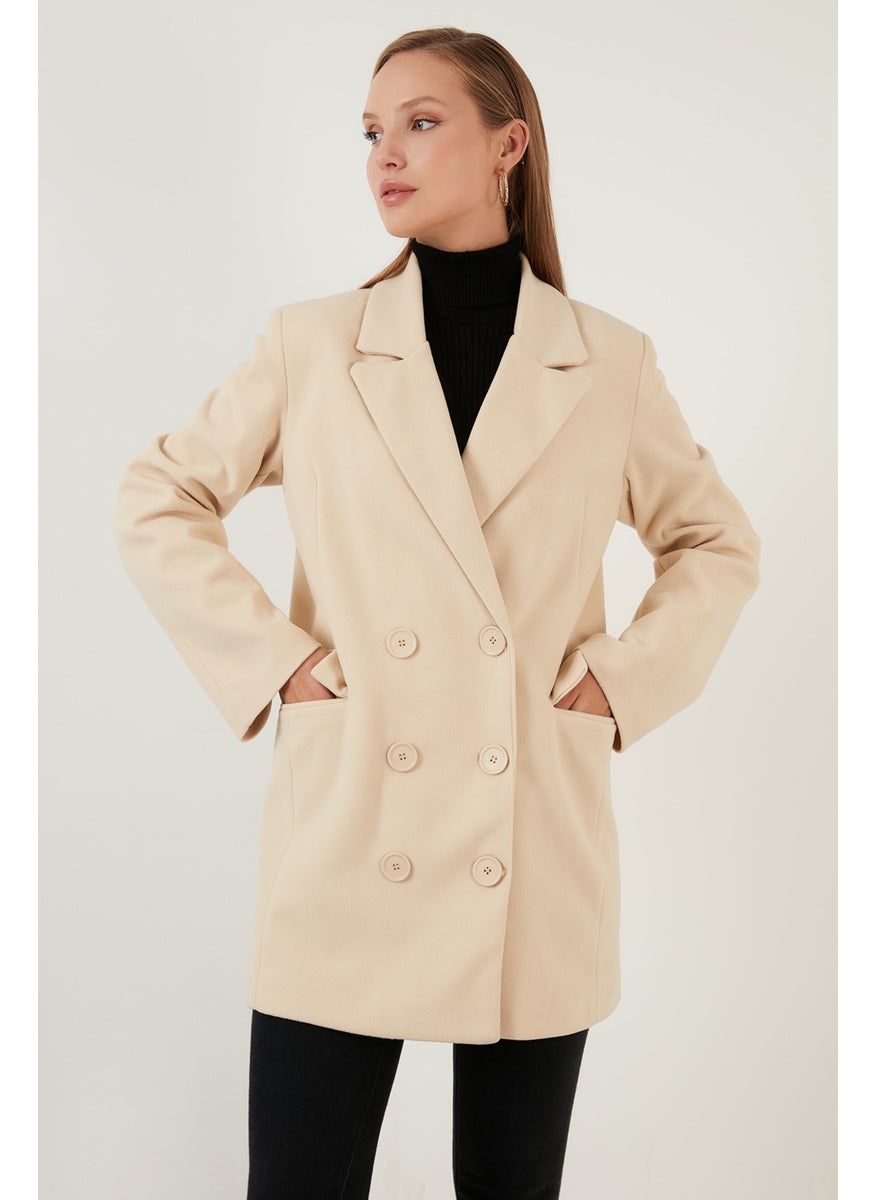 Oversize Double Buttoned Long Coat with Pockets Women's Coat 6230058