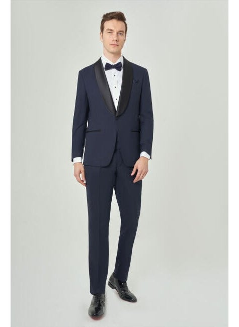 Men's Regular Fit Pointed Collar Tuxedo Navy Blue SMSL21Y21102_D39