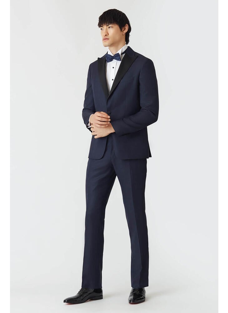 Men's Regular Fit Pointed Collar Tuxedo Navy Blue PSM18Y18120_D39