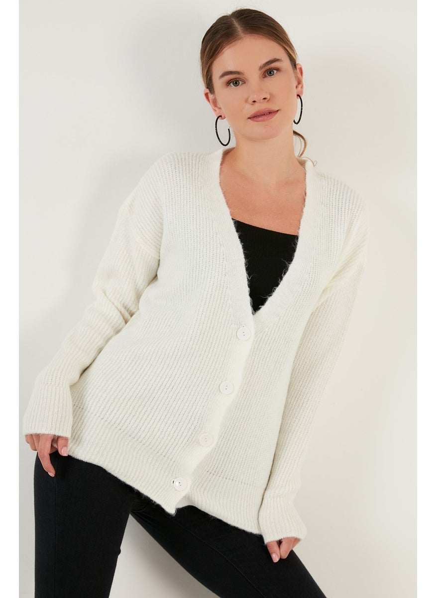 Buttoned V-Neck Knitted Cardigan Women's Cardigan 6310005