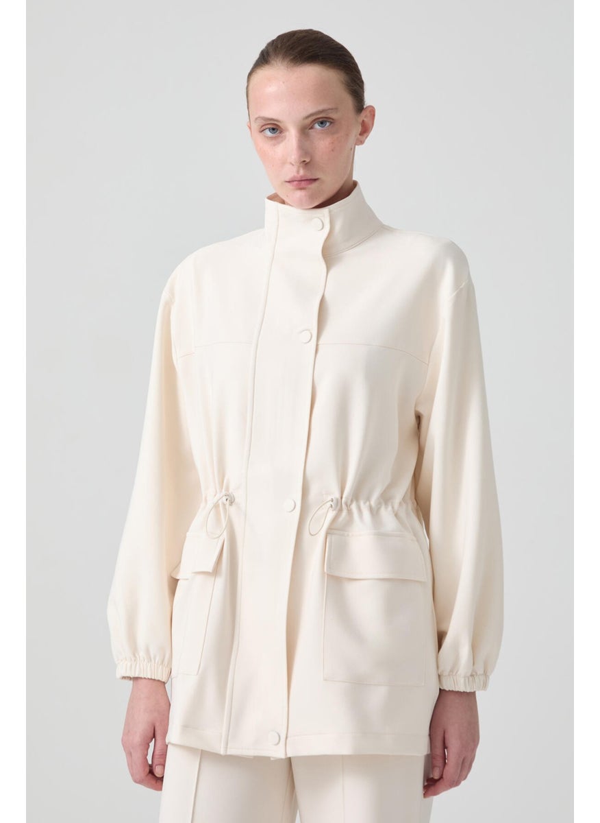 Stand Collar Crepe Jacket