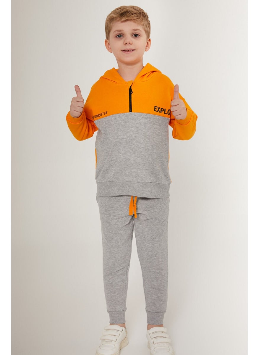 Explore Orange Boy's Tracksuit Set