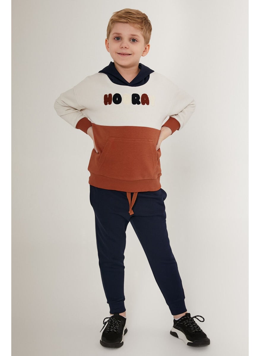 Hooray White Brown Boy's Tracksuit Set