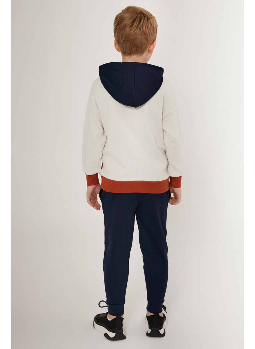 Hooray White Brown Boy's Tracksuit Set