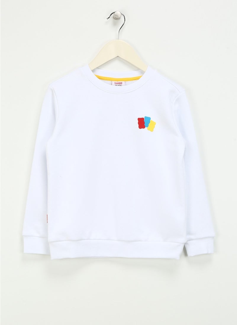 Embossed Girl White Sweatshirt HRBTXT300 Kids Sweatshirt