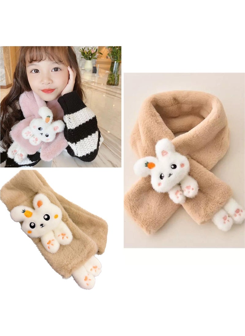 Queen Accessory New Fashion Cute Toy Rabbit 1-15 Years Old Child Furry Plush Cashmere Scarf Neck Collar Milky Brown