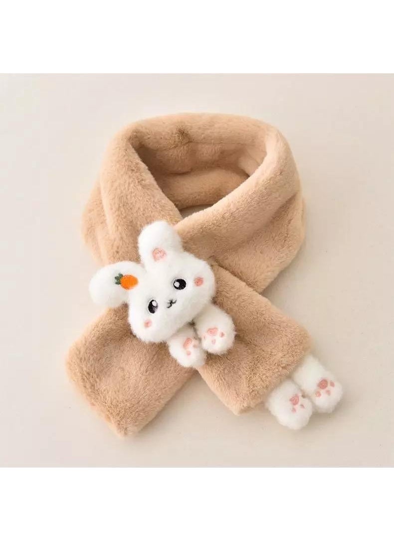 Queen Accessory New Fashion Cute Toy Rabbit 1-15 Years Old Child Furry Plush Cashmere Scarf Neck Collar Milky Brown