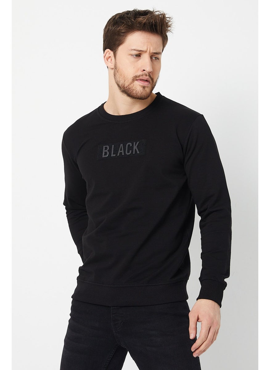 Black 3D Printed Standard Fit Men's Thin Sweatshirt Black