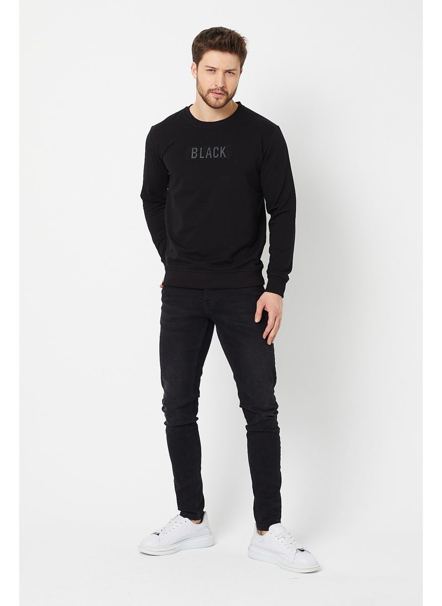 Black 3D Printed Standard Fit Men's Thin Sweatshirt Black