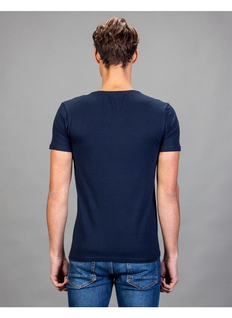 V-Neck Plain Short Sleeve Men's T-Shirt