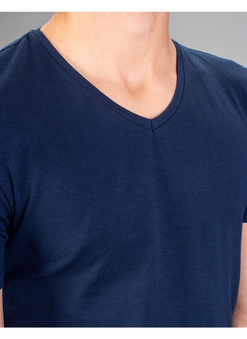 V-Neck Plain Short Sleeve Men's T-Shirt