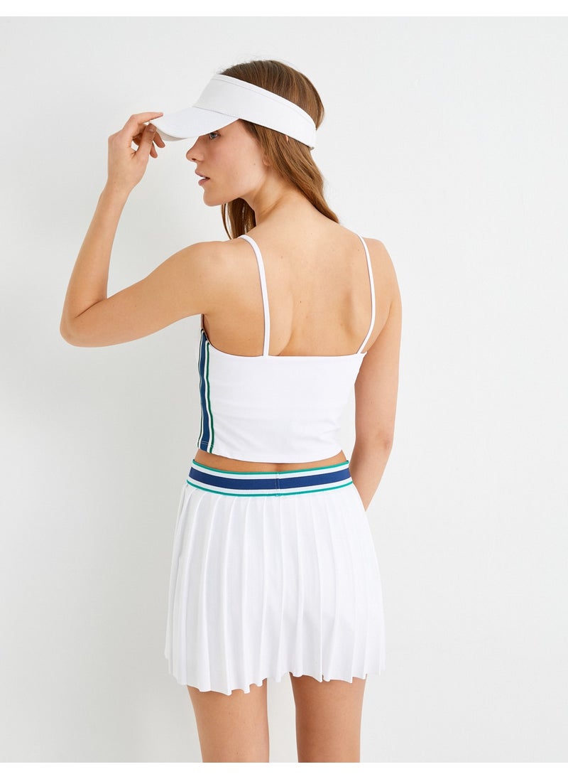 Strappy Short Sports Tank Top with Side Stripes Slim Fit