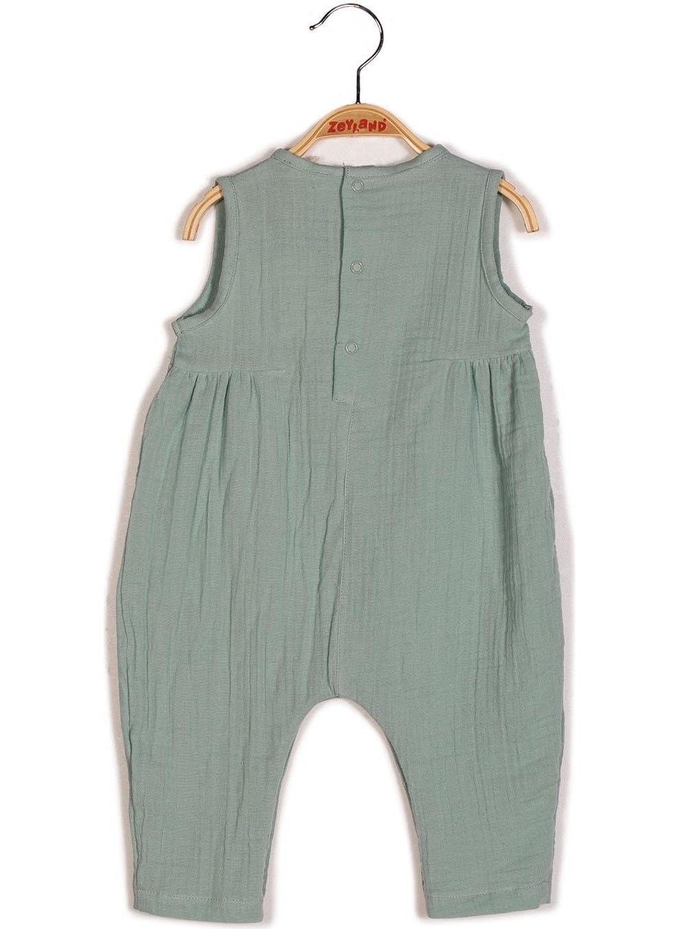 Unisex Baby Sleeveless Muslin Jumpsuit with Pocket