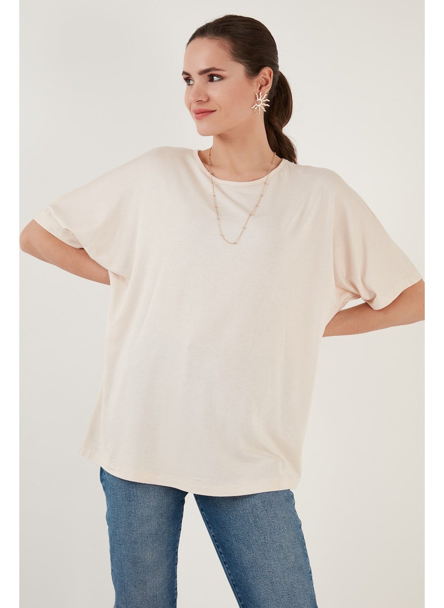 Crew Neck Oversize Flexible Textured Blouse Women's Blouse 5864528