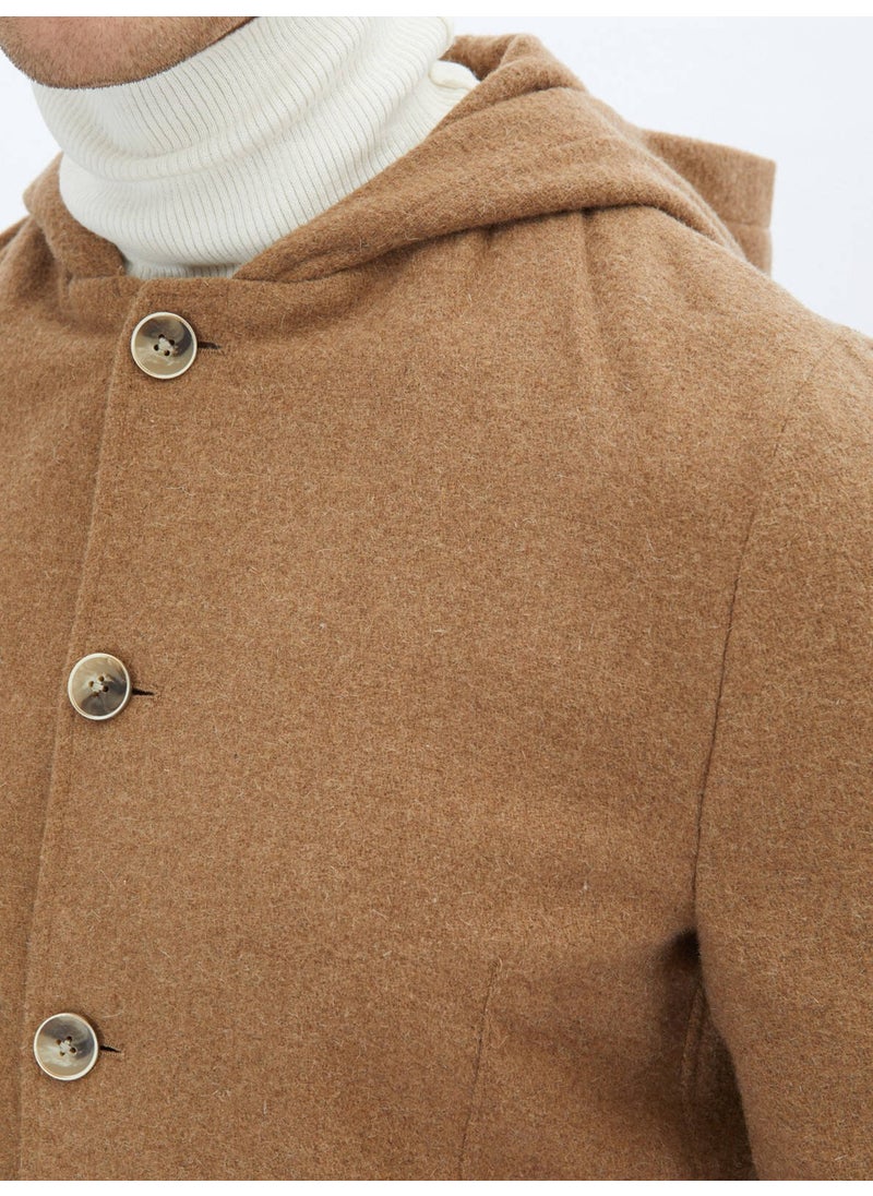 Hazelnut Plain Modern Fit Wool Blend Jacket