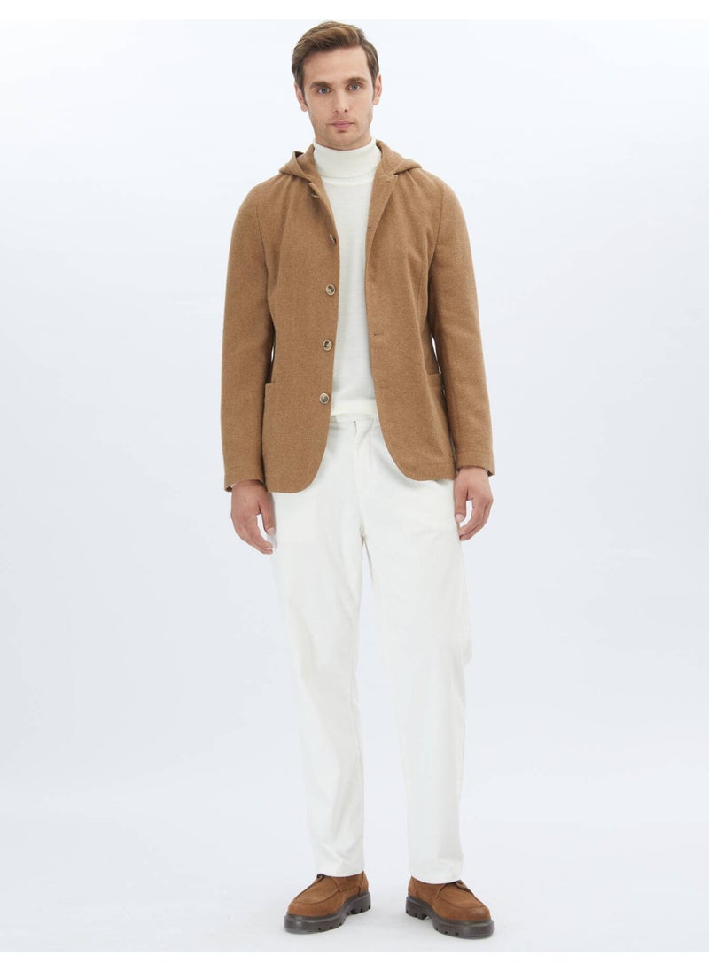 Hazelnut Plain Modern Fit Wool Blend Jacket