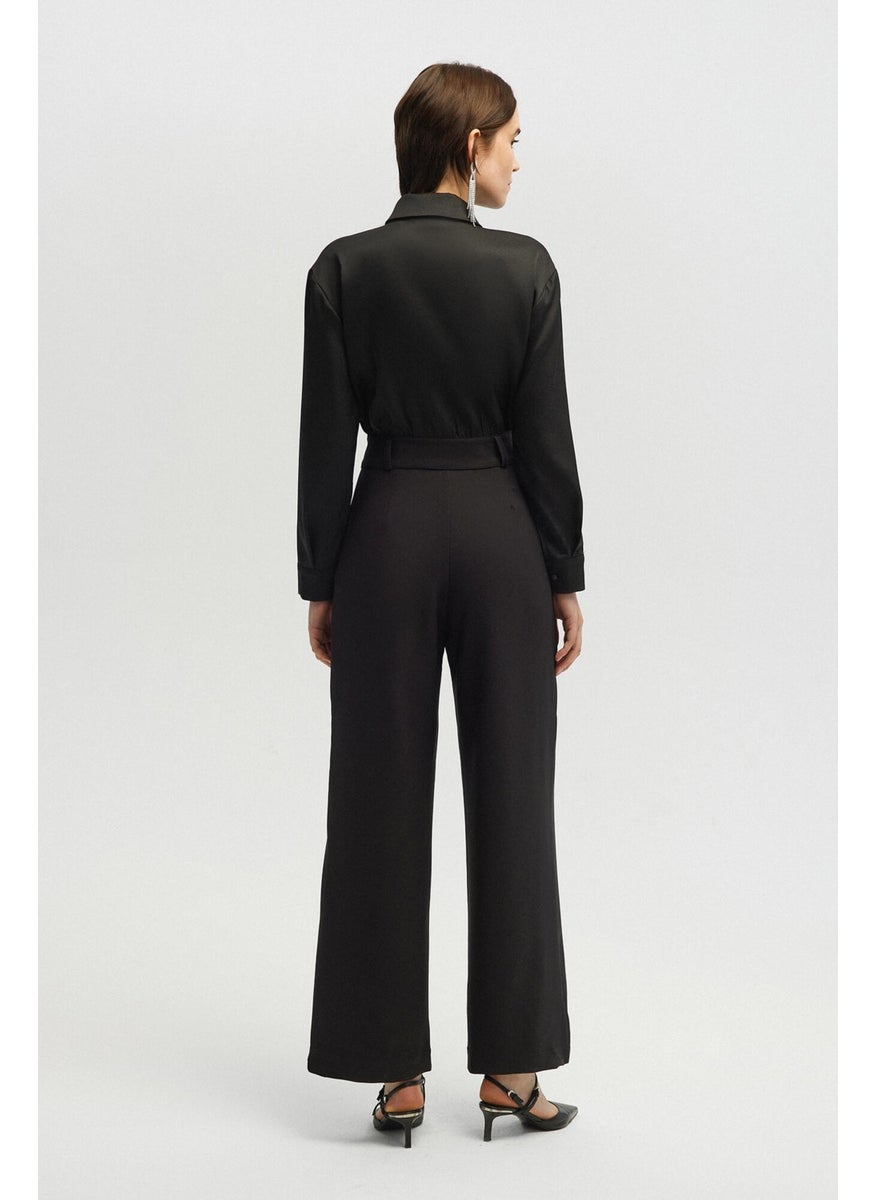 Wide Belt Wide Leg Jumpsuit