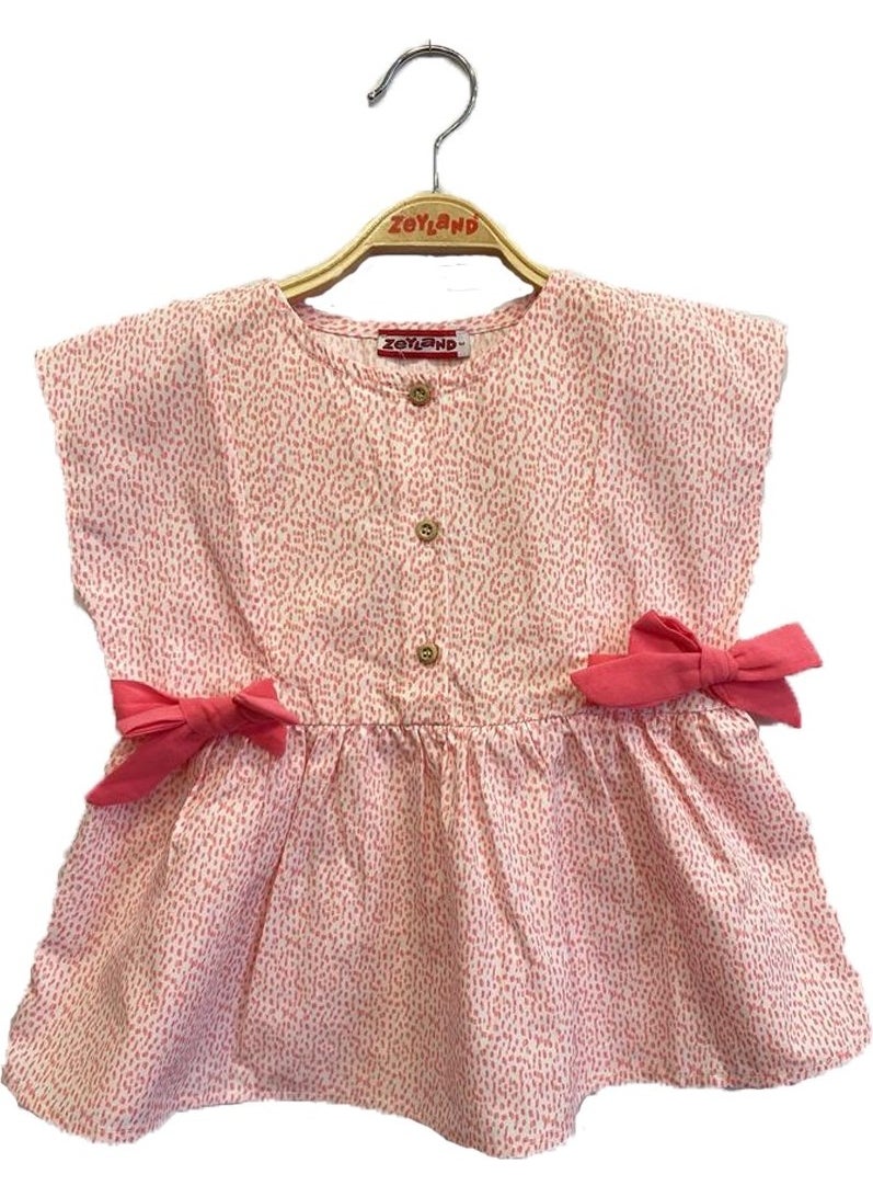 Baby Girl Pink Buttoned Front Bow Shirt (2-7 years old)