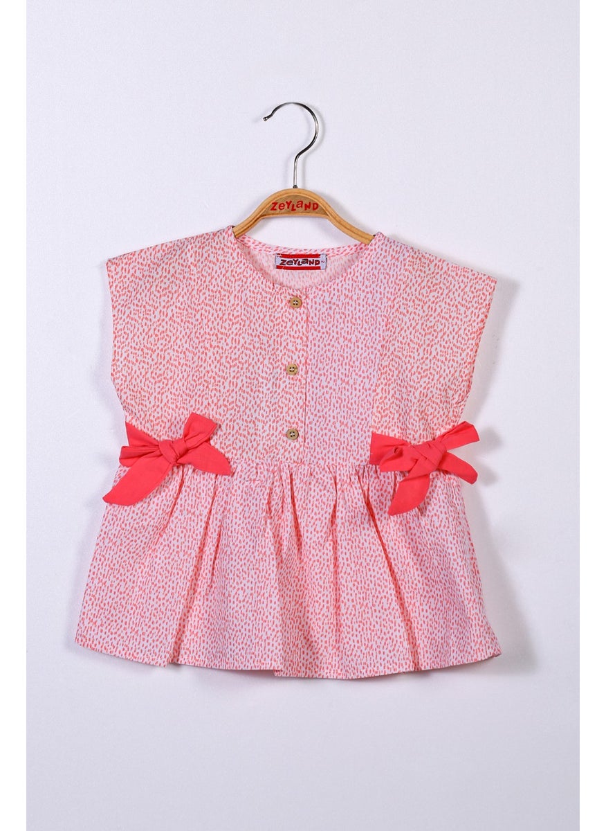 Baby Girl Pink Buttoned Front Bow Shirt (2-7 years old)