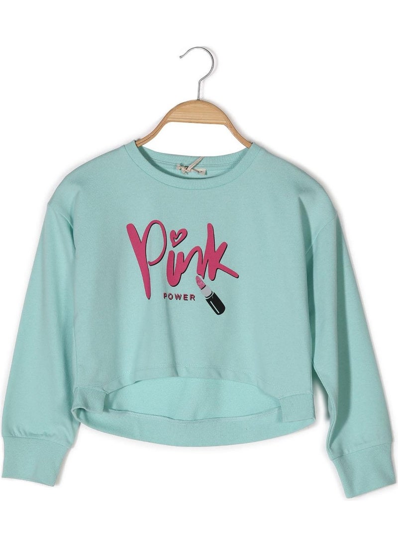 Girls Printed Crop Sweatshirt